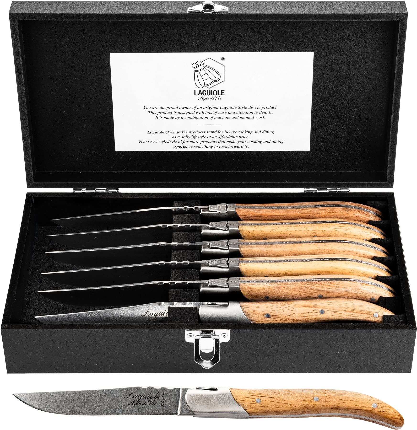 Laguiole Style de Vie Steakmesser Luxury Line, 6-teilig, Eichenholz