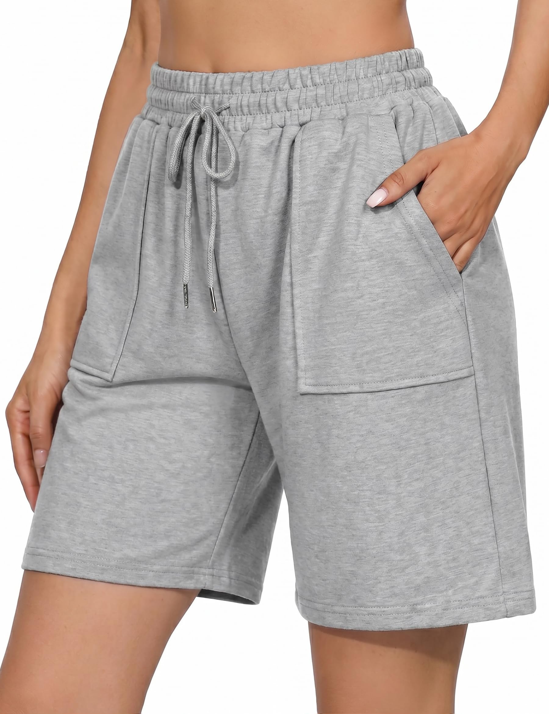 Uniexcosm Kurze Sportshorts Damen Sporthose High Waist Shorts Damen Sommer Shorty mit Taschen und Kordelzug Freizeitshorts für Running Gym Fitness