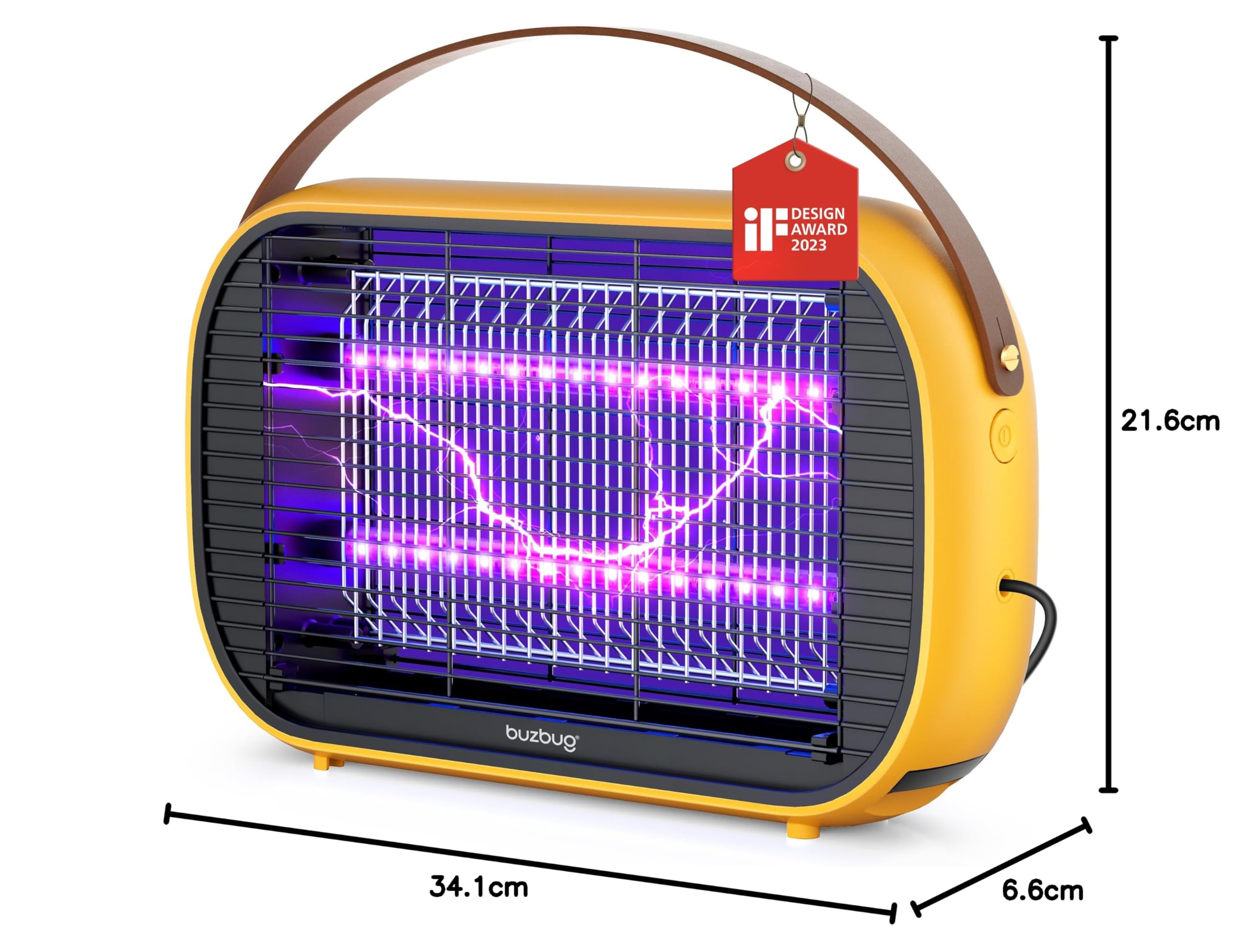 Buzbug Mata Insectos LED, Lámpara con 10 Años de Vida Útil, Trampa de Mosquitos y Moscas de, Sostenible con Bajo Consumo Energético, Control de Insectos, Atrapa Insectos（Amarillo）