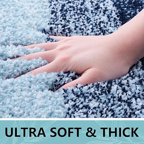 Miniatura 3 de Arotive Tapetes de baño de microfibra, peludos, suaves y absorbentes, antideslizantes, de felpa gruesa, lavables a máquina, para baño, bañera y