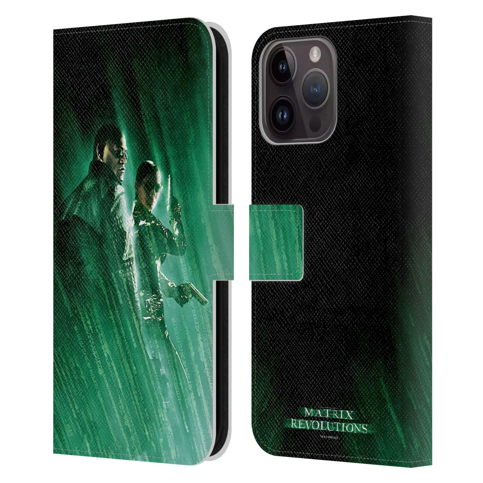 Head Case Designs Officially Licensed The Matrix Revolutions Morpheus Trinity Key Art Leather Book Wallet Case Cover Compatible With Apple iPhone 15 Pro Max