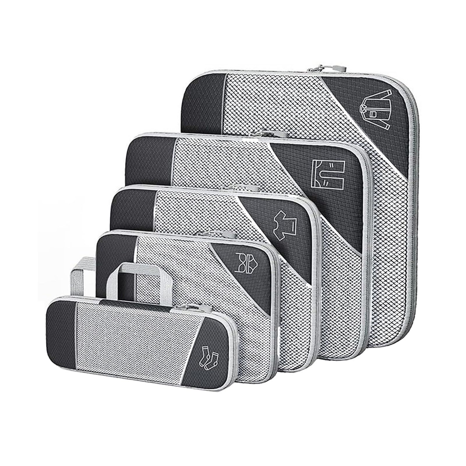 Organizzatori da Viaggio a Compressione Cubi da imballaggio a compressione da 5 pezzi Cubi da imballaggio ultraleggeri estensibili for valigie Set di borse for organizer for valigie(Black)