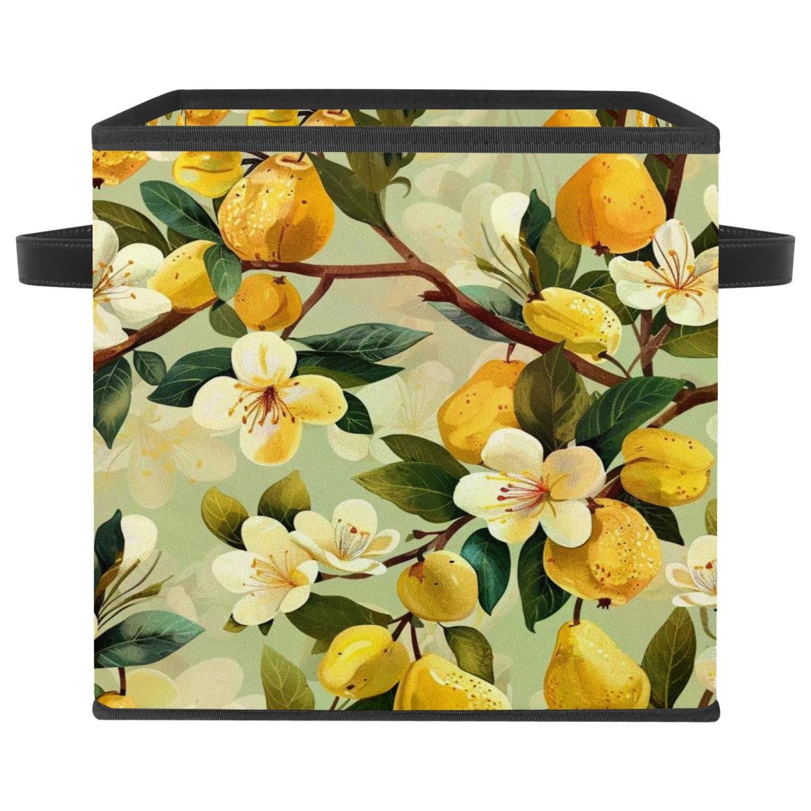 Boîte de rangement pliable jaune avec poignées pour ranger les linges encombrants