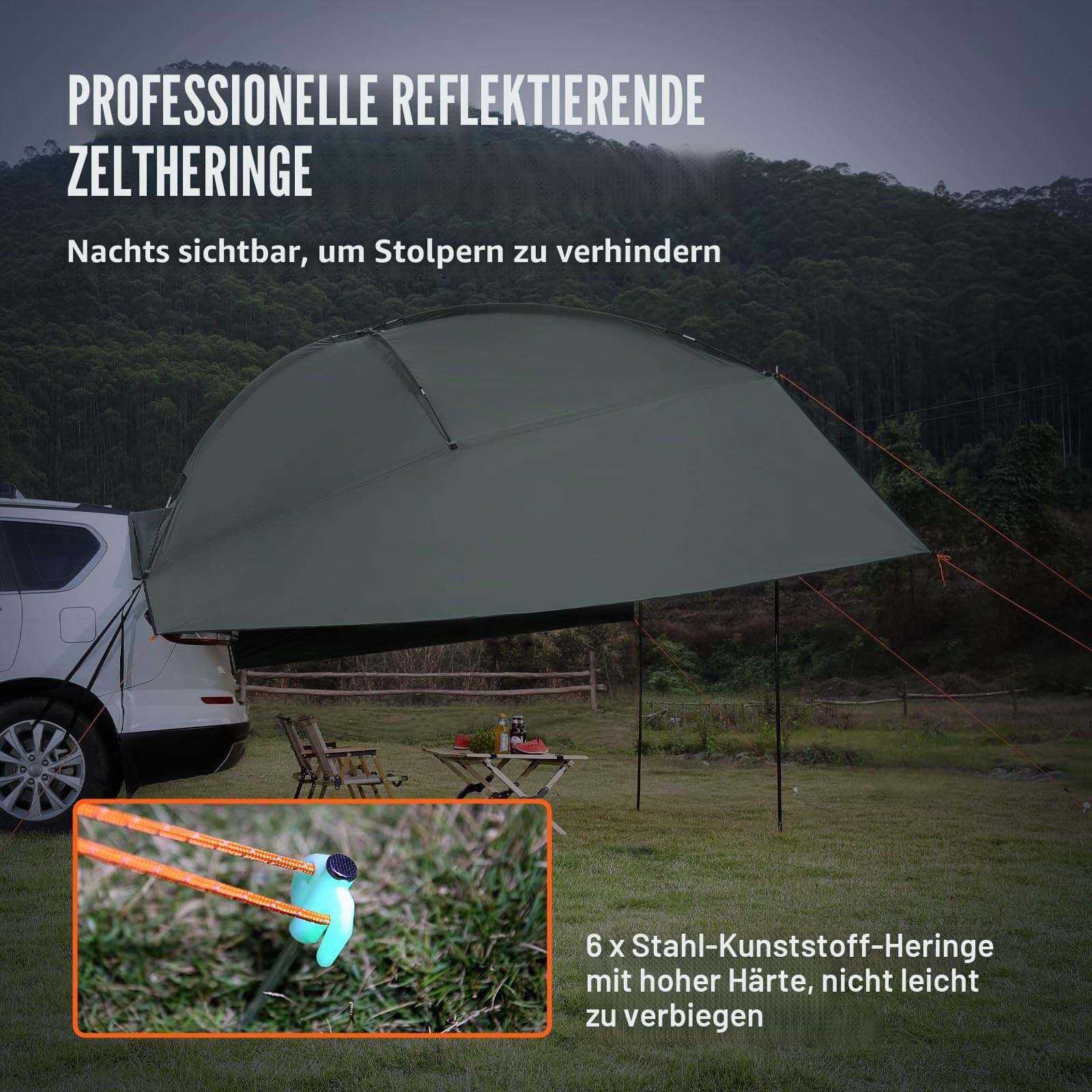 VEVOR Sonnensegel Wohnwagen 3x2,1m Sonnenvordach Wohnmobil UV50+ UV-Schutz Markise 190-T-Polyestergewebe Vorzelt PU2000mm Wasserdicht inkl. tragbarer Tasche Ideal für Camping Familientreffen Ausflüge