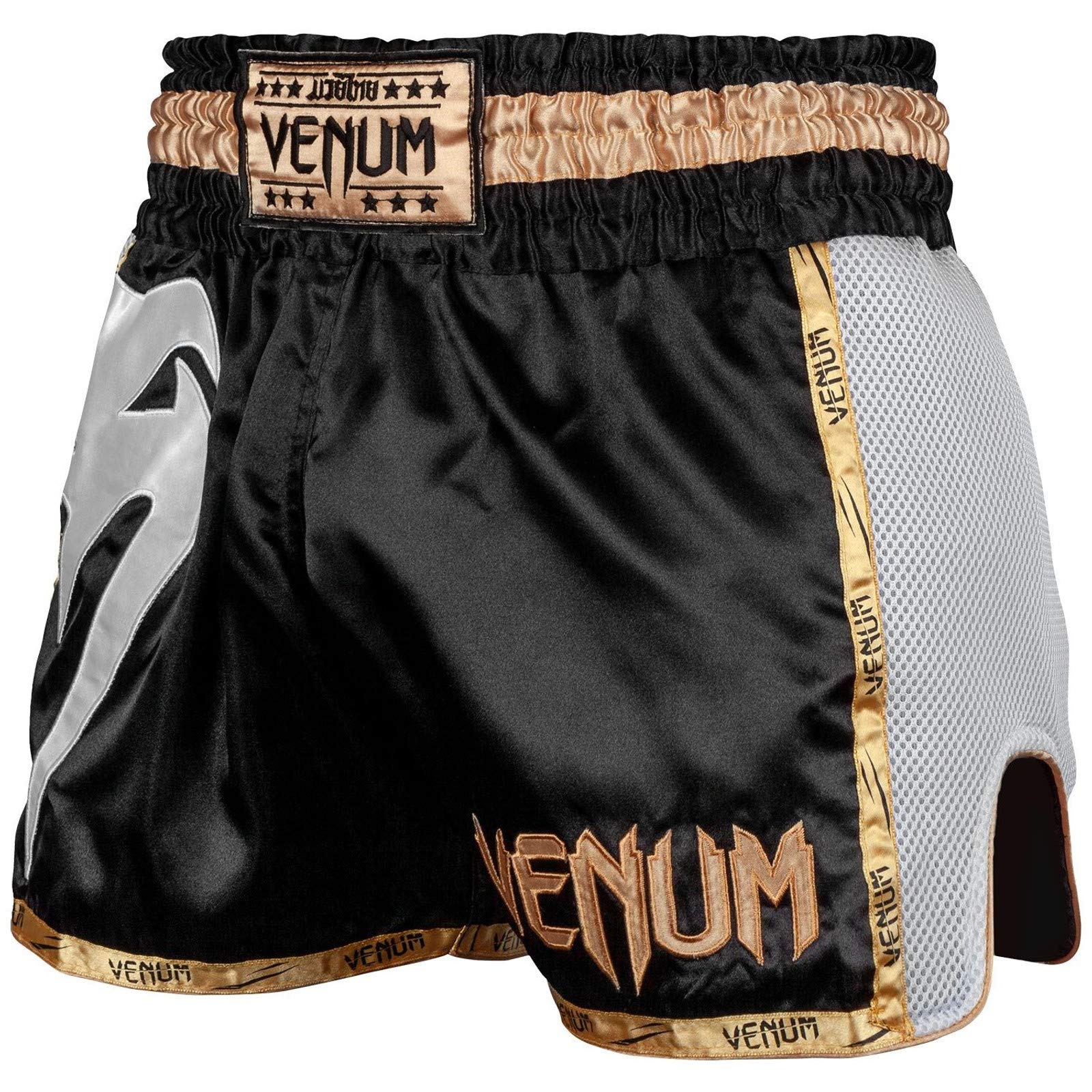 GIANT MUAY THAI SHORTS BLACK-WHITE-GOLD SMALL