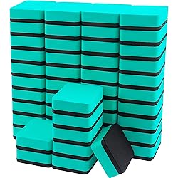 Mini Dry Erase Erasers, IHPUKIDI 48 Pack Magnetic Whiteboard Dry Erasers Chalkboard Cleaner Wiper for Kids and Classroom Teacher Supplies, Home and Office (2 x 2 Inch) Green