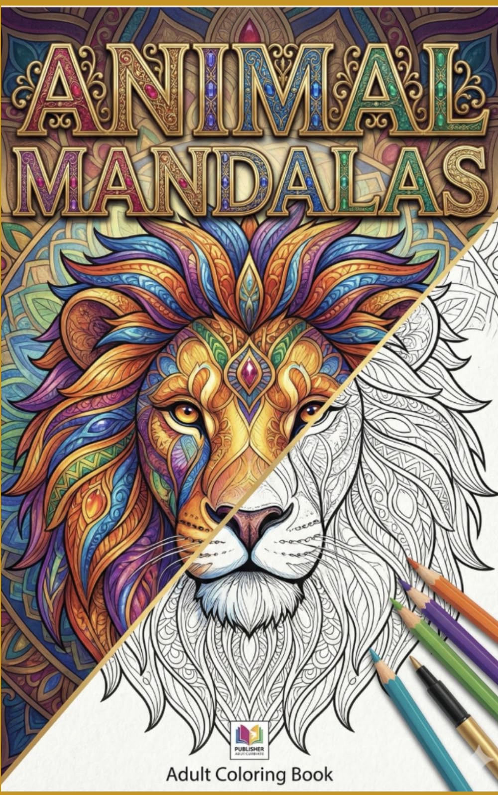 Animal Mandalas: Adult Coloring Book with 50 Stress Relieving Designs for Relaxation and Mindfulness (Lions, Owls, Wolves & More)
