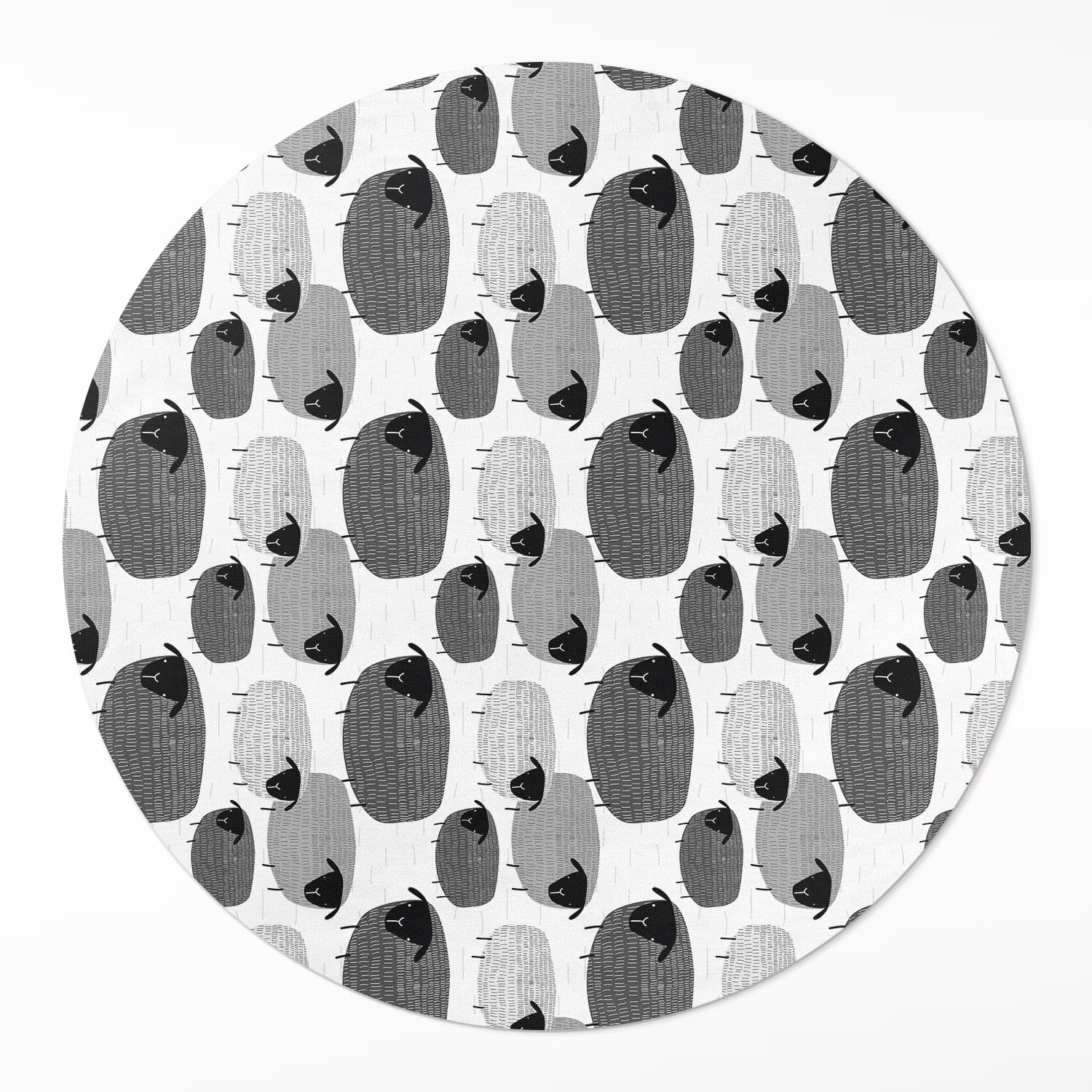 Tapis vinyle rond ø110 cm Mouton Peint en PVC résistant pour le sol de la cuisine