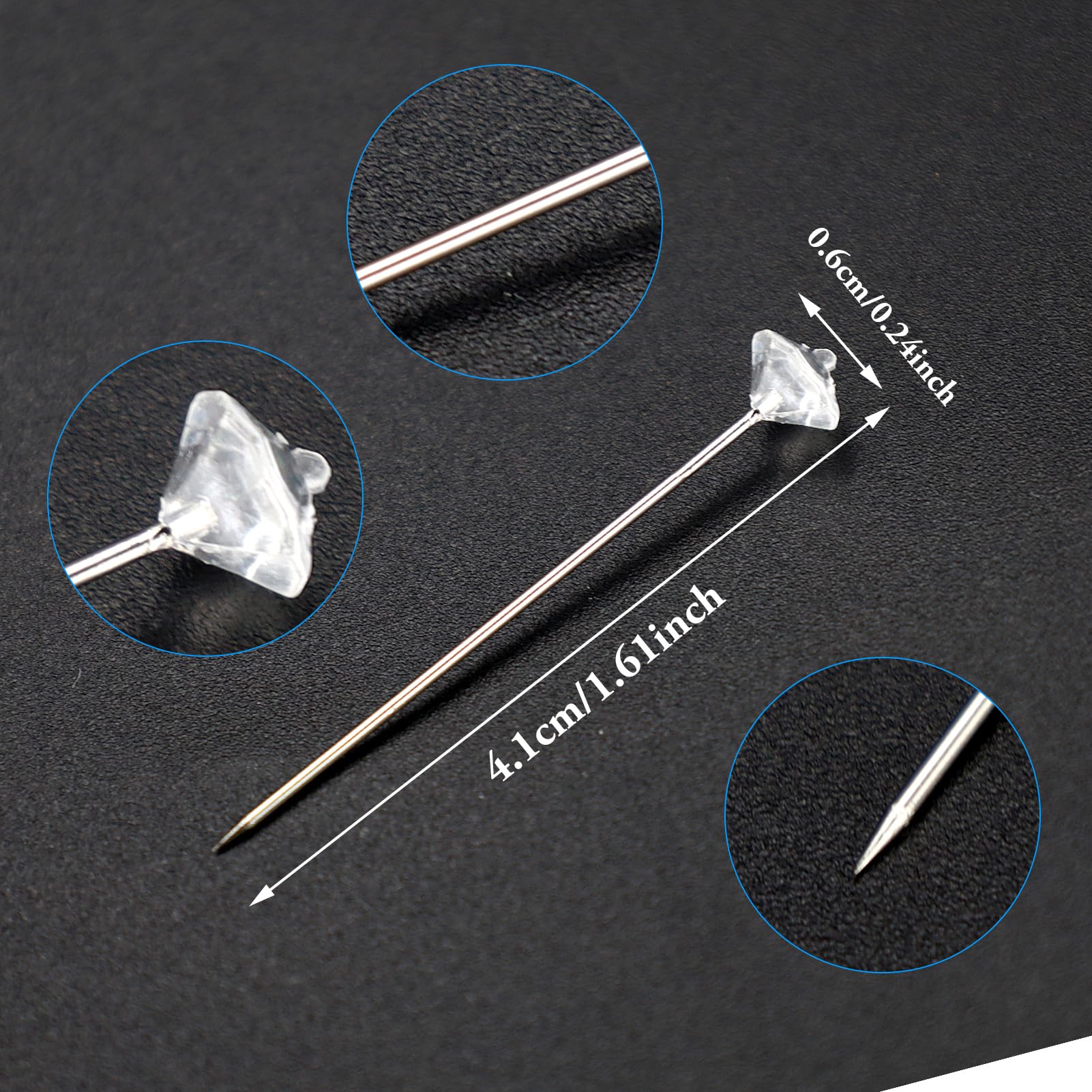 200 Spilli Con Testa In Cristallo - Lunghezza 5.1 Cm, Per Bouquet Nuziali E Decorazioni - Foto 4