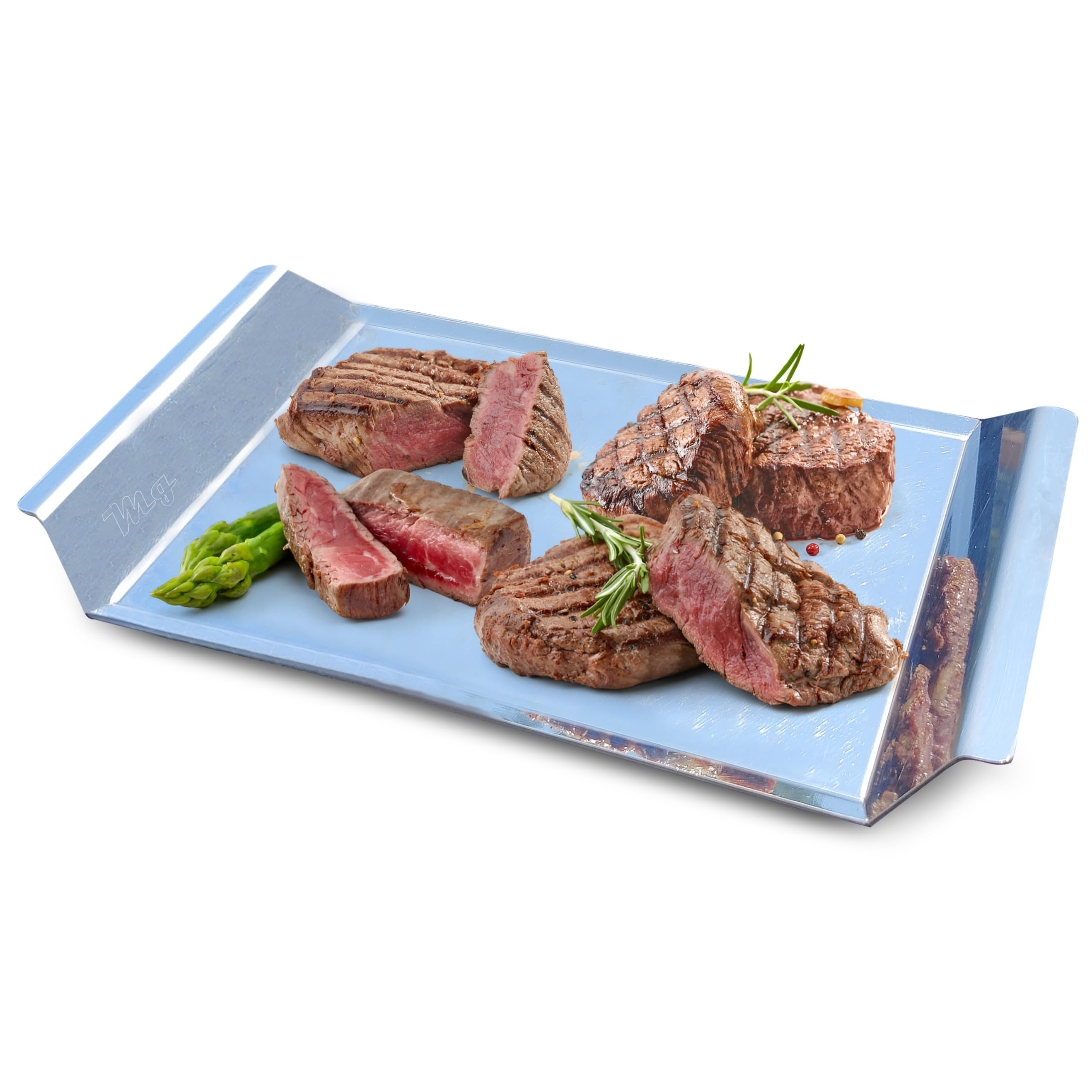 Plancha para barbacoa, plancha acero inoxidable barbacoa, Maciza, Accesorio ideal para Asar Carne, Pescado, Verduras, etc.. apta para Leña, Carbon o Gas.