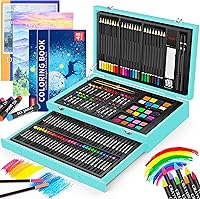 Vista 9 de iBayam Suministros de arte, paquete de 150 piezas de arte de madera de lujo, kit de pintura para manualidades, 1 libro para colorear, 2 blocs