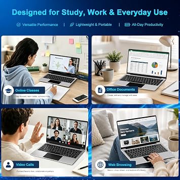 2026 14 Inch Laptop Computer Win 11Laptops with 8GB 256GB SSD Up to 1TBSSD Expand Laptops N4020 up to2.8GHz FHD 108OP Display Dual WiFiWebcam Portable Laptop for StudentsBusiness Home Office--Silver