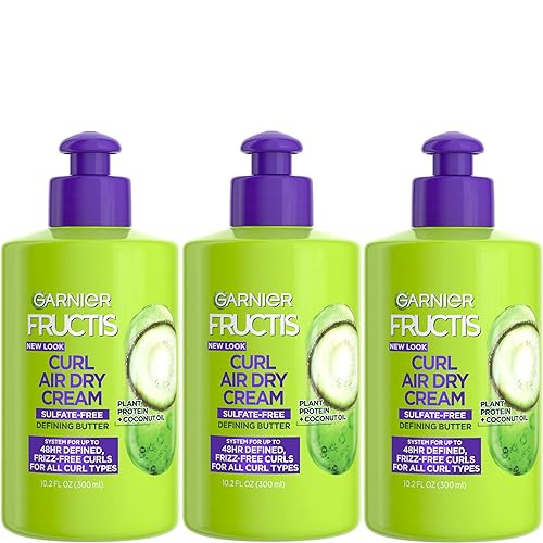 Miniatura 1 de Garnier Fructis Style Curl Nourish Butter Cream - Acondicionador sin enjuague para cabello rizado botella de 102 onzas 3 unidades