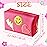 LieToi Preppy Patch Small Toiletry Bag, Smile Lightning Heart PU Leather Portable Waterproof Makeup Cosmetic Bag Daily Use Storage Purse Travel Organizer Compliant Bag for Women Girls Gift (Rose Red)