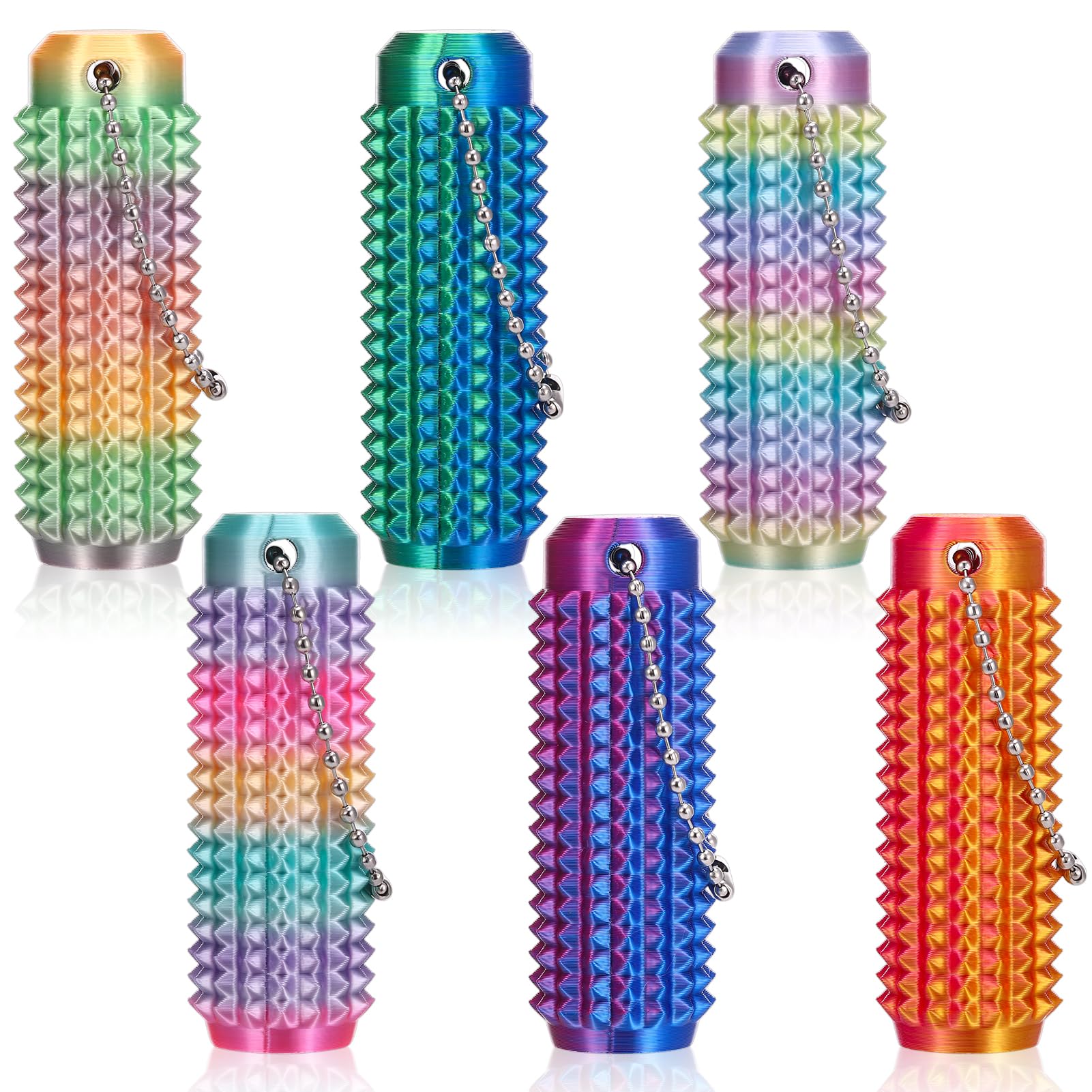 6 Pcs Little Ouchies Pain Fidget Toy, Portable Pain Stim Fidget Toy for Adults & Teens 3D Printed Spiky Grippie Stim Keychain Pain Relief Keychain Sensory Toy for Stress Relief & Focus