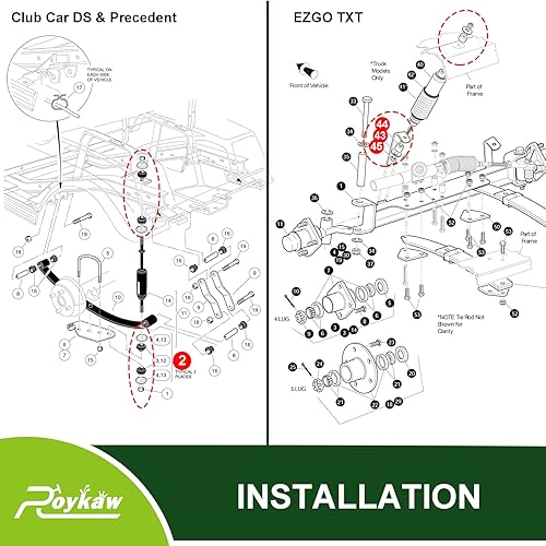 Miniatura 7 de Roykaw Kits de bujes de choque para carrito de golf para modelos EZGO TXT/Marathon 1989-Up y Club Car DS/Precedent 1982-Up, reemplaza al OEM #