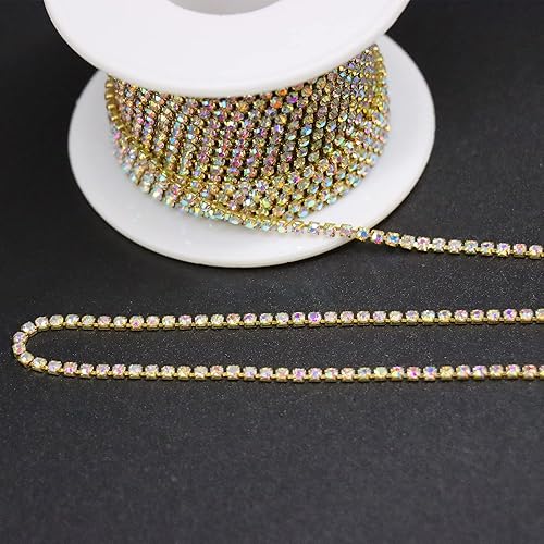 Miniatura 5 de Jerler 10 yardas de diamantes de imitación de cristal SS6.50.079 in, cadena de cierre negro para manualidades de costura, ideal para bodas, fiestas,