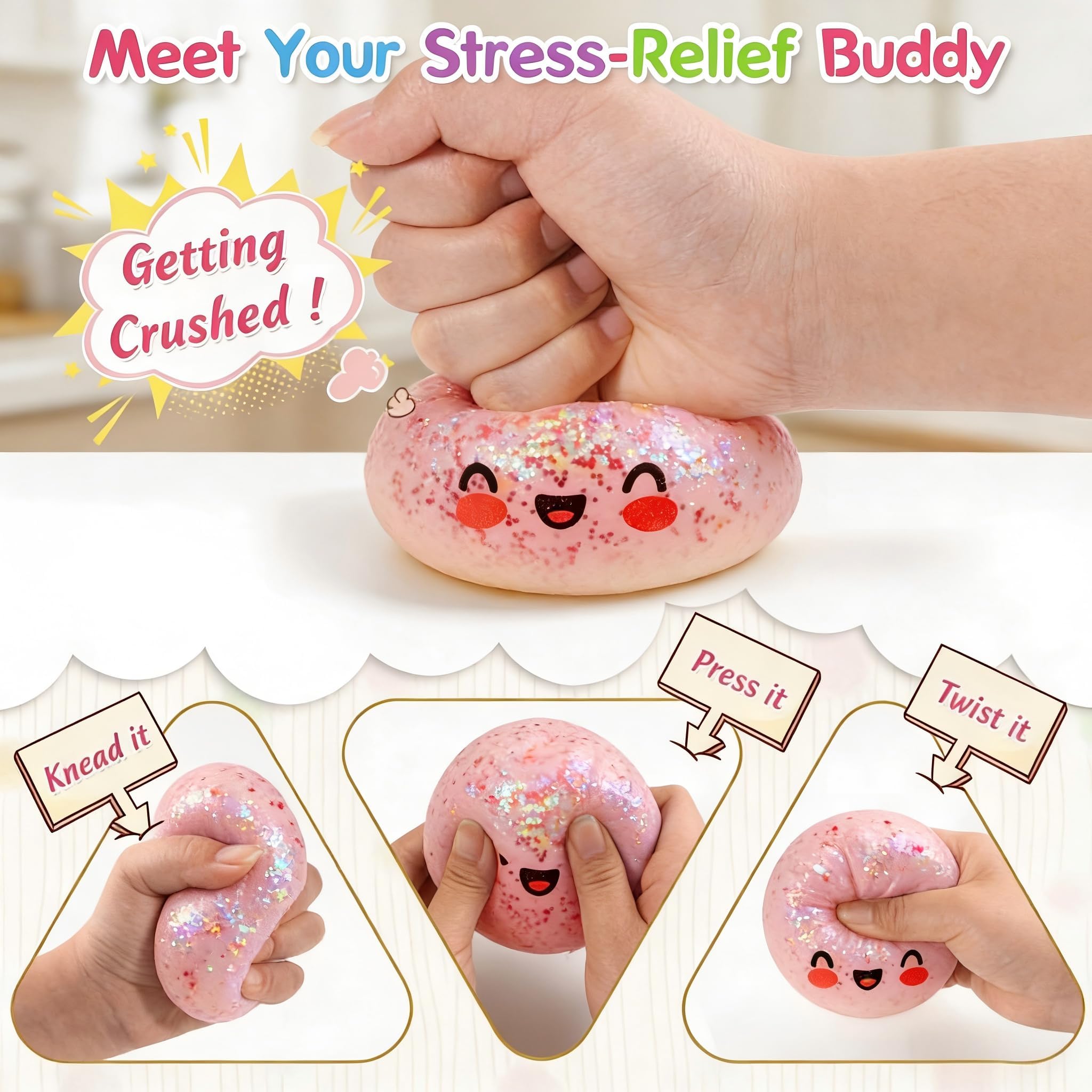 Giant Dumpling Squishy – Pelota Anti-estrés Brillante Con Forma De Relleno, Juguete Sensorial De TPR Para Niños Y Adultos, Regalo Divertido