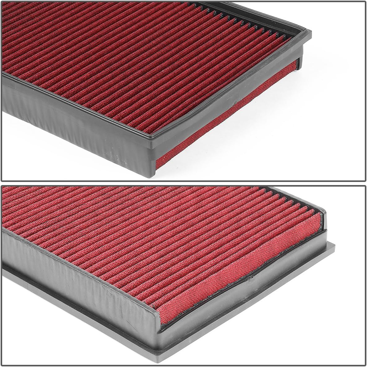 Auto Dynasty High Flow Engine Air Panel Filter Drop-in Reusable & Washable Compatible with Volkswagen CC Eos Passat Audi TT 07-16 Quattro (Red)