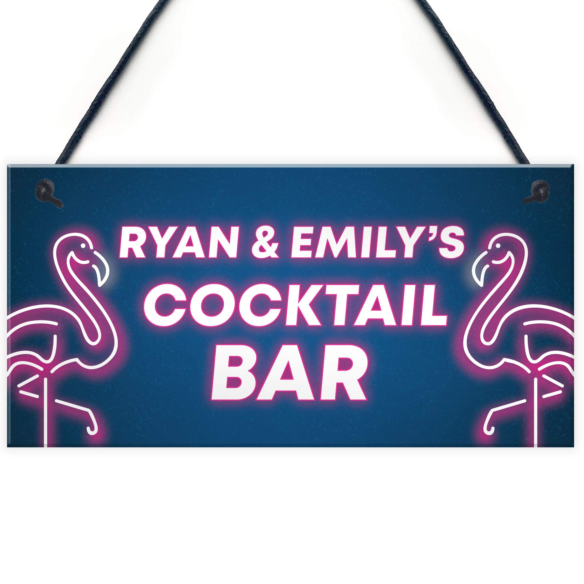 Red Ocean Cocktail Bar Personalised Plaque Neon Effect Sign For Home Bar Kitchen Garden