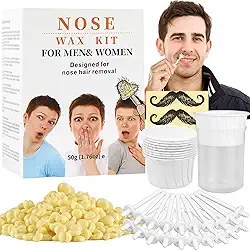 Kit de cera nasal da CoFashion - 50 g de cera para depilação, 20 aplicadores (até 20 usos), 10 copos de papel para cera de nariz e ouvido