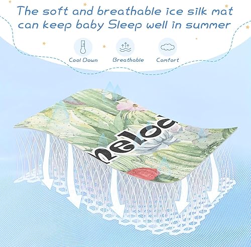 Miniatura 7 de Custom Floral Cactus Succulents Crib Mattress Protector Pad for Boys Girls Baby Ice Silk Mat Bed Playpen Sheets Cooling Mattress Topper Play Mat for