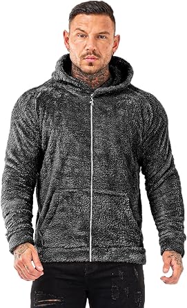 GINGTTO Mens Fuzzy Sherpa Sweatshirt Fashion Pullover Fleece Hoodies