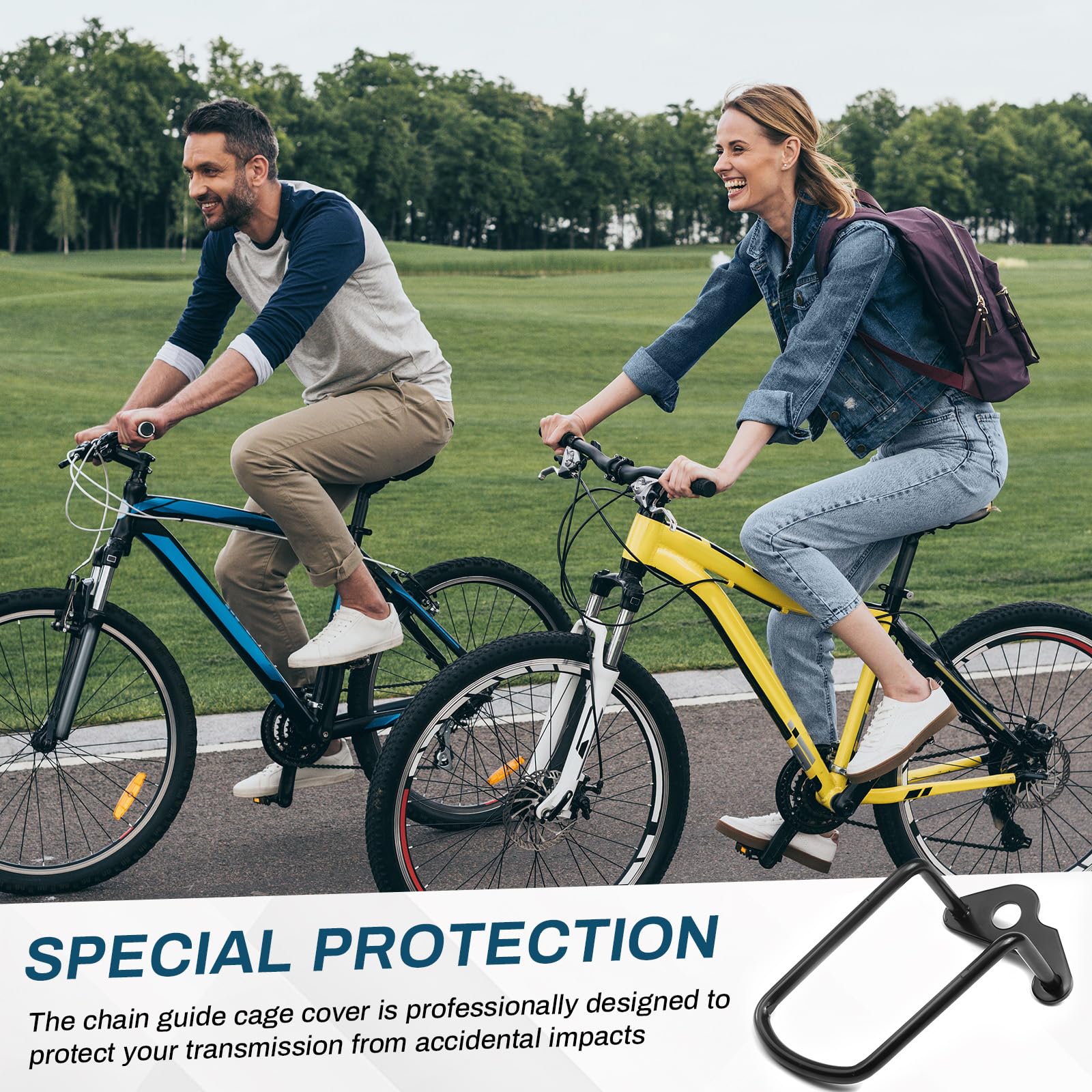 PERFETSELL 2 Pièces Garde Dérailleur Arrière Vélo - Protection Chaîne En Acier Réglable - Compatible VTT Route Et Pliant