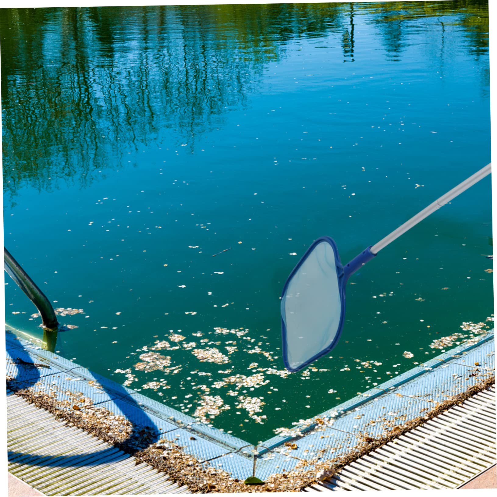 Didiseaon Kit de Skimmer de Piscina 1 Juego Plástico Azul Mango | Red de Malla Delicada, 5 Secciones Desmontables, para Piscina y Spa, Ligero, Filtra Partículas