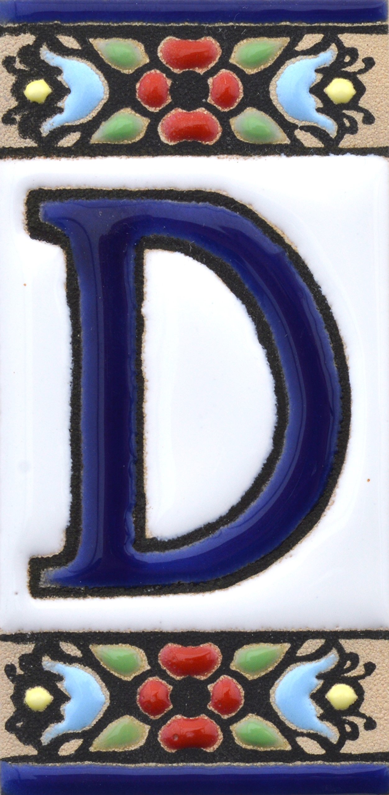 Art Escudellers Letter "D" House Letters 3 Inch. Handpainted House Letter Tiles For Signs, Addresses And Names. Address Numbers For Houses. House Address Numbers And Letters. Design Design Flores Mini 2,87" X 1,38" (Letter D)