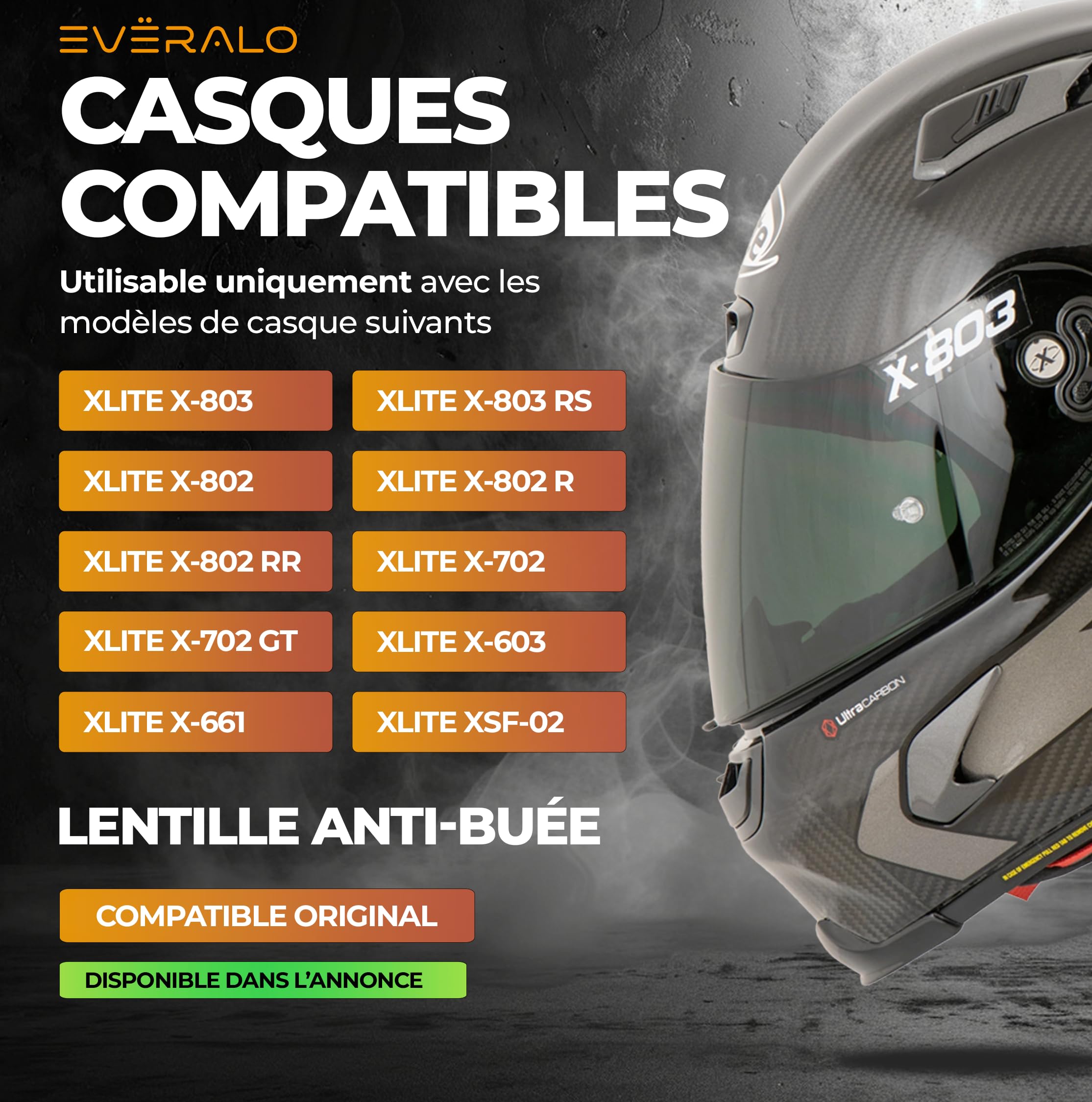 Visière Compatible avec Xlite X803 - X802 - X802r - X802rr - X702 - X661 - X603 - Xsf 02 (Iridium Chrome') | Écran compatible aussi avec X661 - X603 - Xsf 02 - X803 Rs - X702 Gt