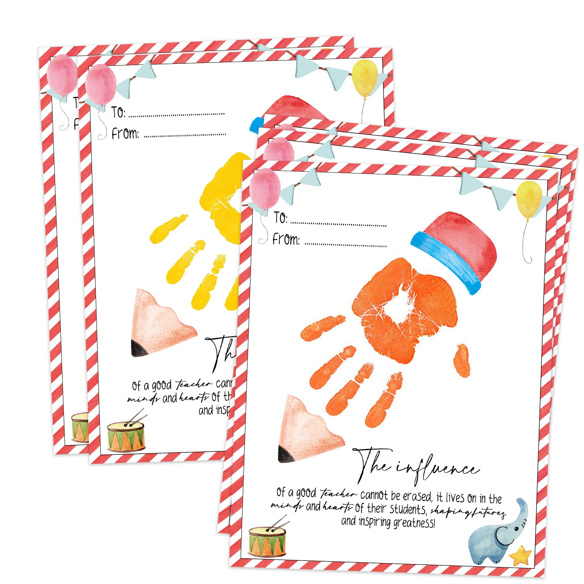 NZSXU Handprint Kit for Teacher Appreciation Gifts, 10 Bulk Personalized Teacher Appreciation Cards, 8.5x11 Inch DIY Art Handprint Keepsake end of