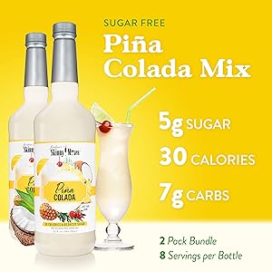 Jordan's Skinny Mixes Syrups, Pina Colada, Cocktail Mix, 32 Ounces (Pack of 2), Flavoring for Cocktails, Mocktails, Frozen Drinks, & Flavored Beverages