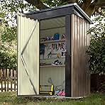 Devoko Outdoor Storage Shed 5 x 3 FT Lockable Metal Garden Shed Steel Anti-Corrosion Storage House with Single Lockable Door for Backyard Outdoor Patio (Brown)