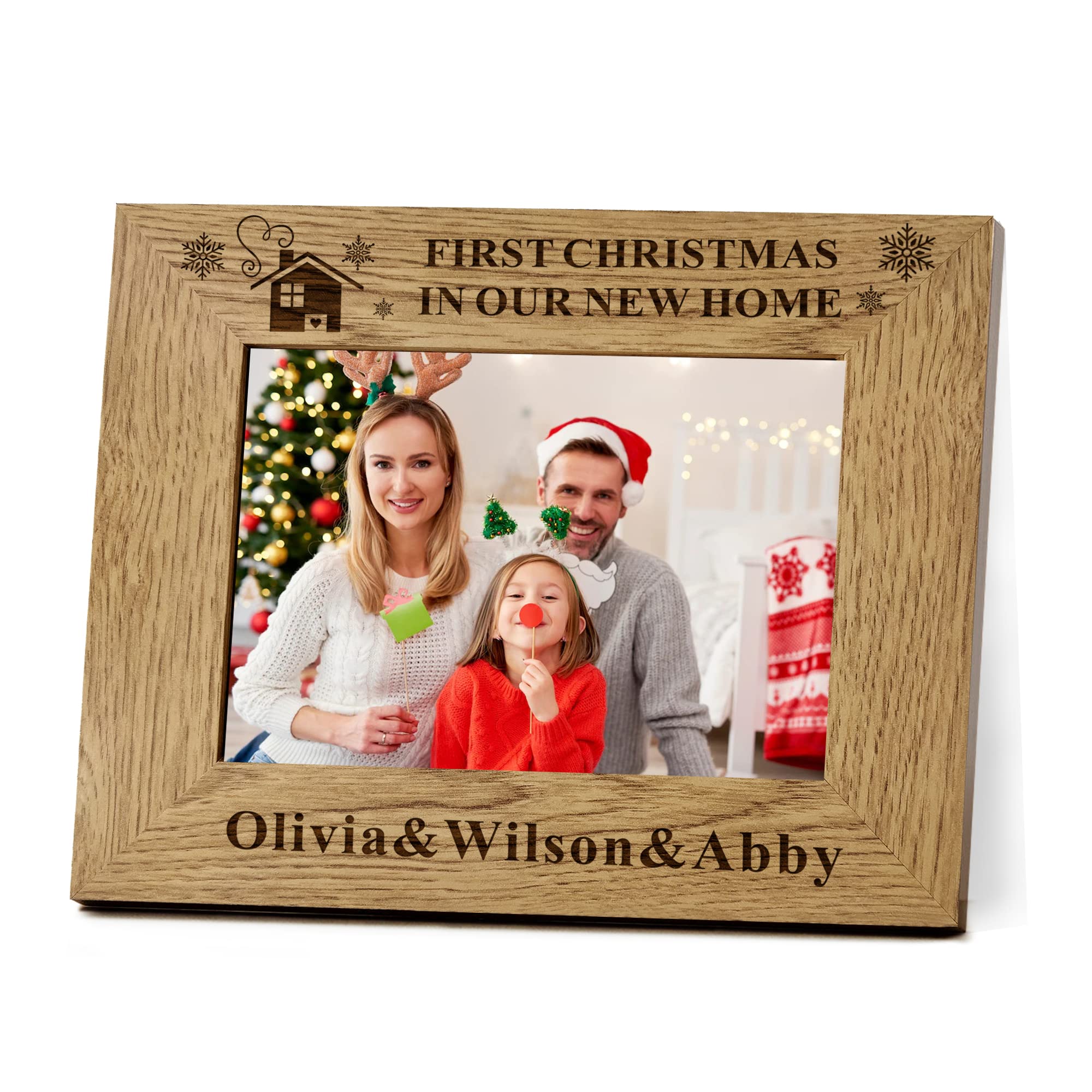Personalised Photo Frame First Christmas for Baby Girls Baby Boys Family Gifts Decoration Fabulous Gift for Xmas New Home Party Mothers Day Engraved Photo Frame Landscape(Design 4)