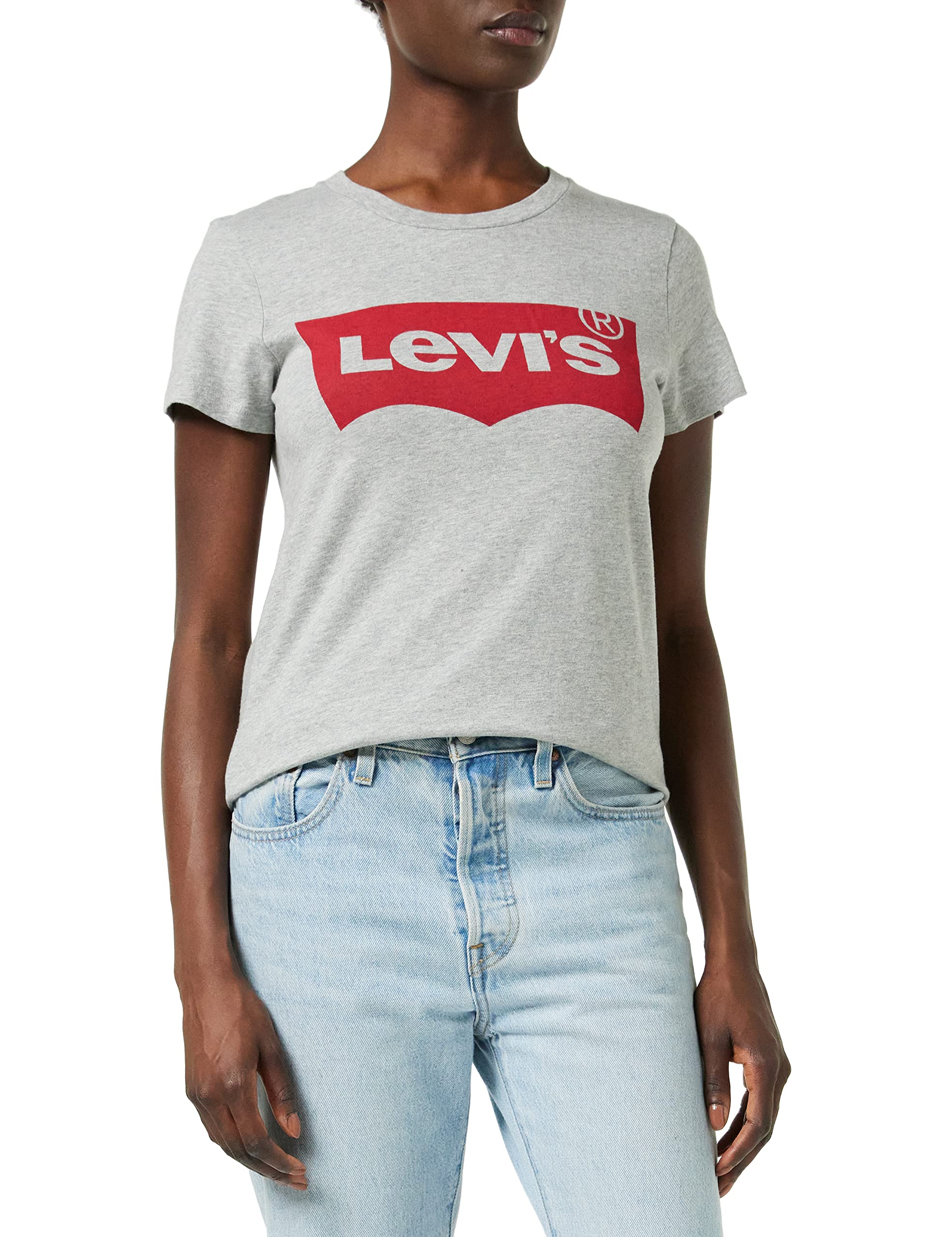 Levi's Women's The Perfect Tee- Large Batwing Logo T-Shirt, Logo Starstruck Heather Grey, XS