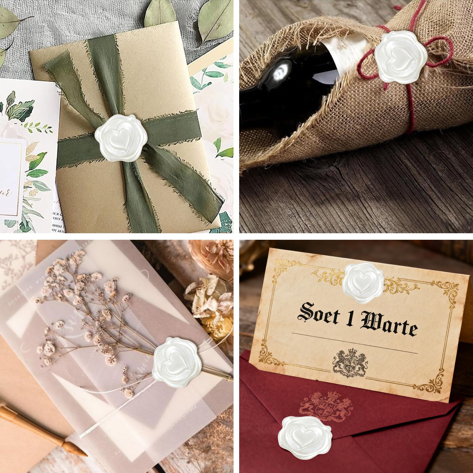 CRASPIRE Pegatinas De Sello De Cera Azul Corazón: Toque Vintage Fácil Para Tus Invitaciones