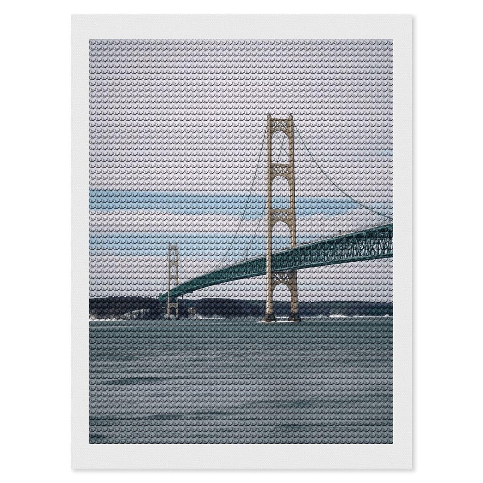 VstaDank Mackinac Suspension Bridge Diamond Painting Kits Exquisite DIY Full Round Drill Diamond Dots Painting for Adults Beginner Diamond Photo Paint with Diamond Picture Art Wall Decor 12"x16"