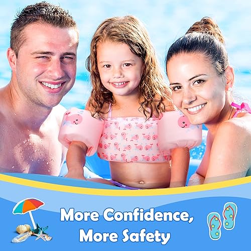 Miniatura 2 de MoKo Chaleco de natación para niños pequeños de 20 a 50 libras, bonito diseño de dibujos animados para piscina, flotadores, manga para niños, banda