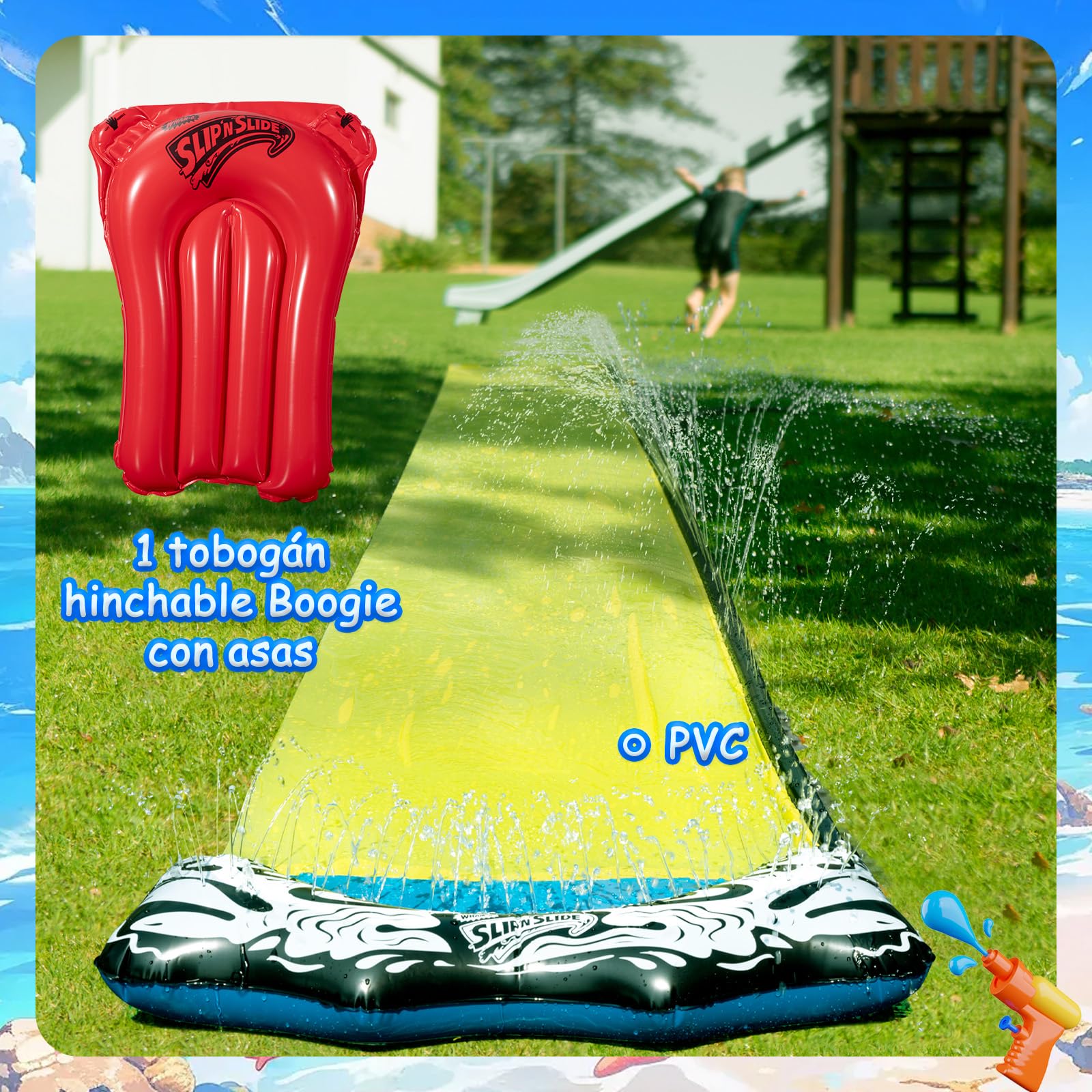 Wham-O Slip N Slide Wave Rider 548.64cm con Boogie, Juguetes de Verano al Aire Libre para niños de 5 a 12 años, Fiestas en el jardín