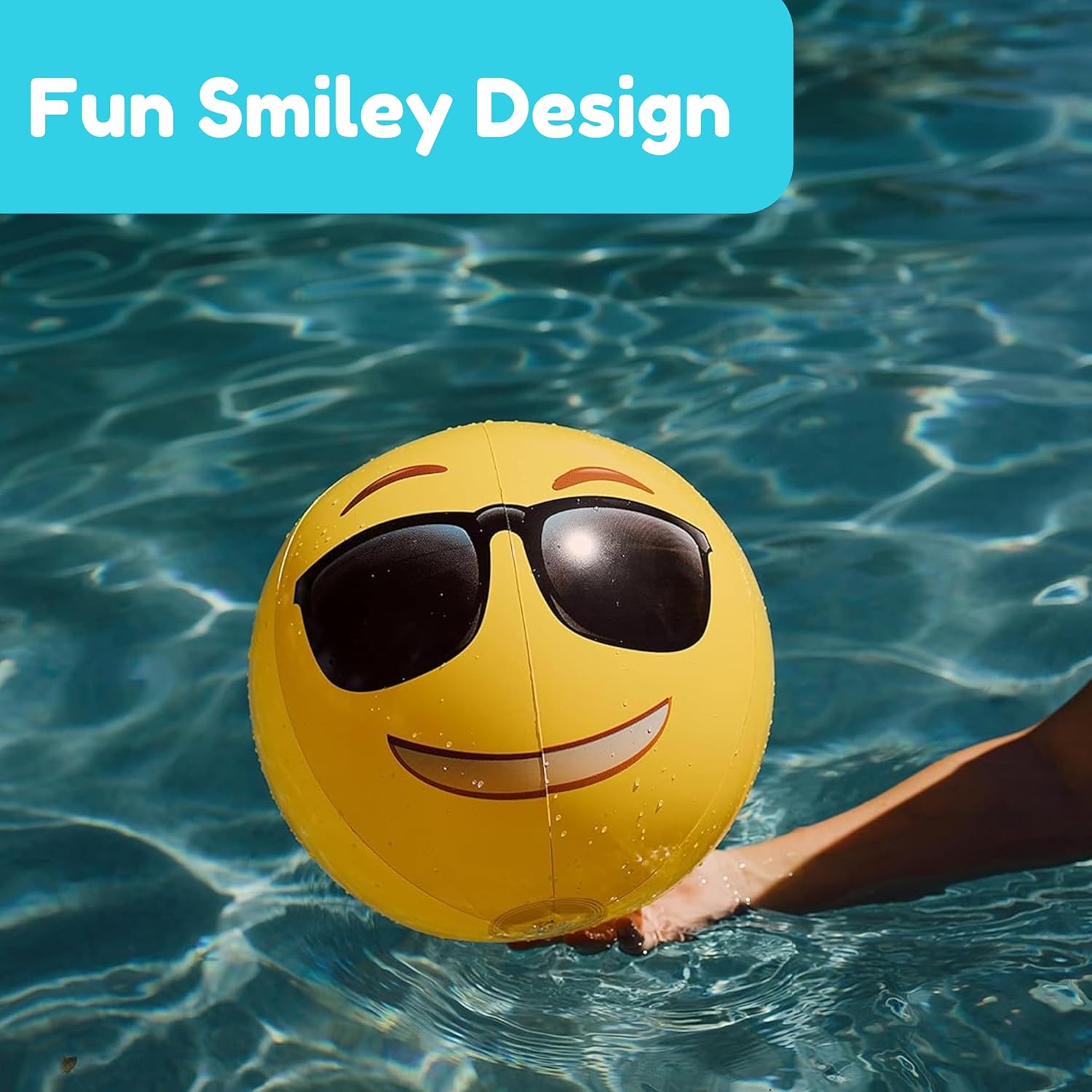 Coconut Float Emoji Beach Balls - 18 Inch Inflatable Beach Balls, Great for Summer Parties & Swim Events