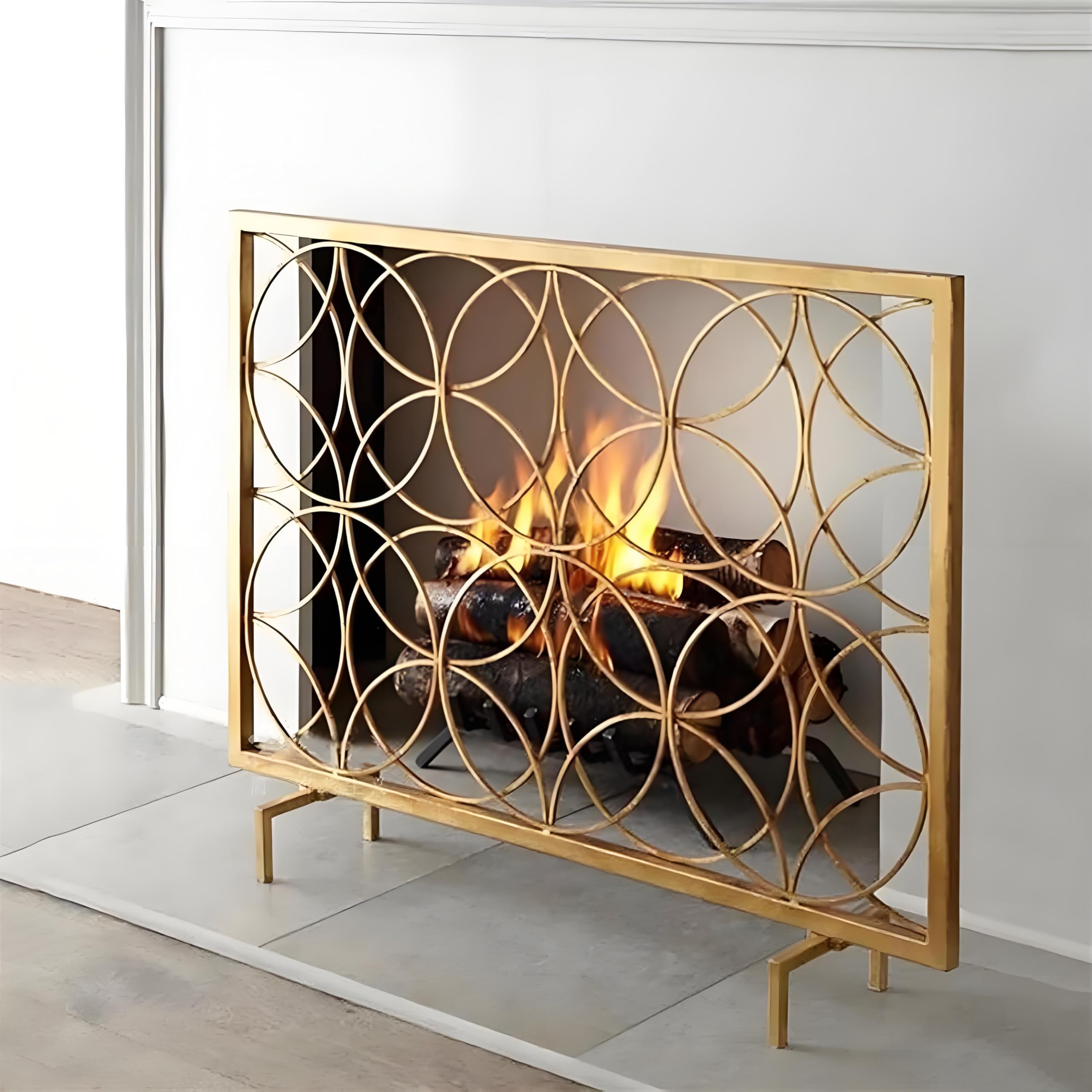 Pare-feu circulaire symétrique en métal pour cheminée intérieure