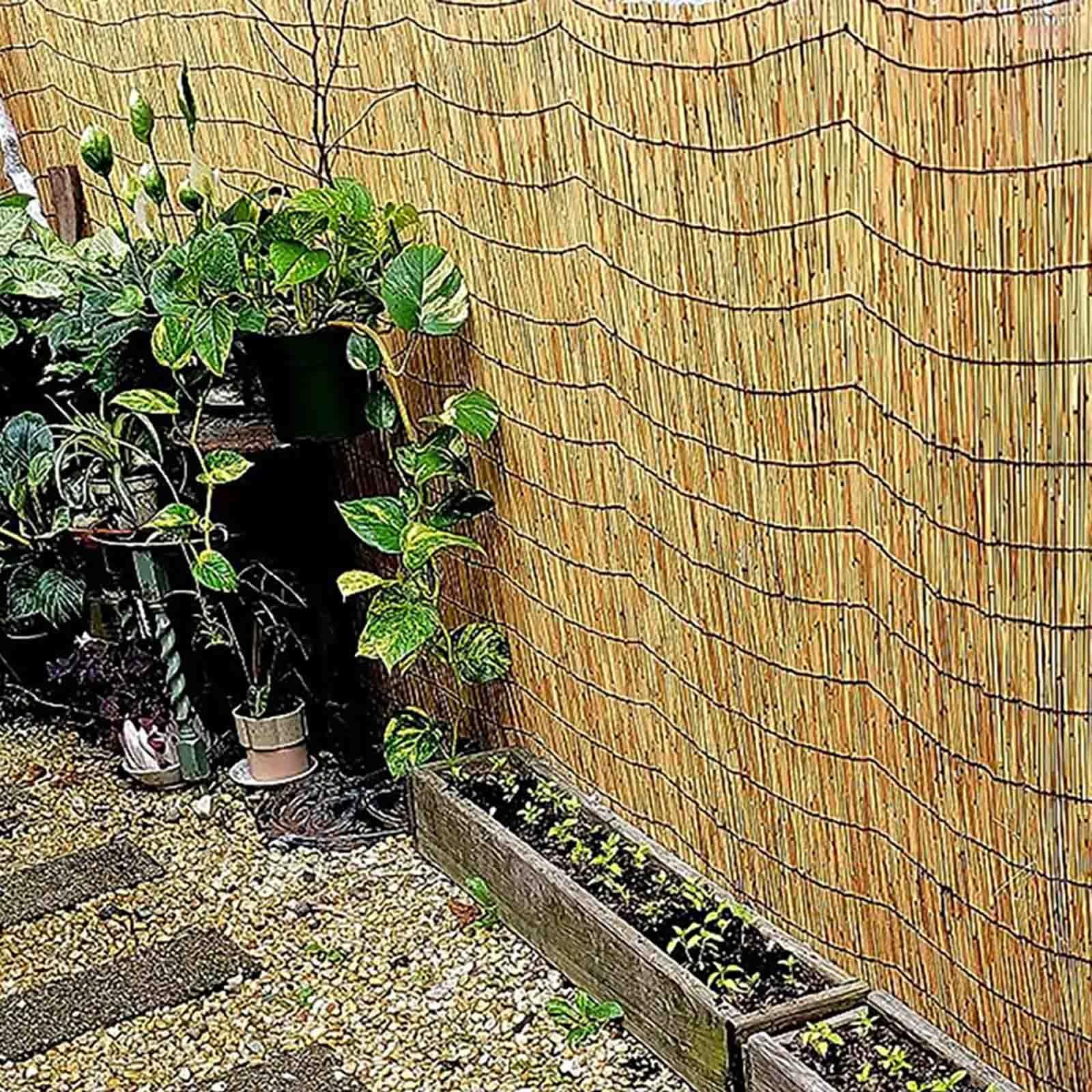 Recinzione in bambù naturale resistente alle intemperie, pannelli decorativi per giardini, terrazze, cortili, piscine, copertura traspirante con blocco antivento (H150 x L300 cm)