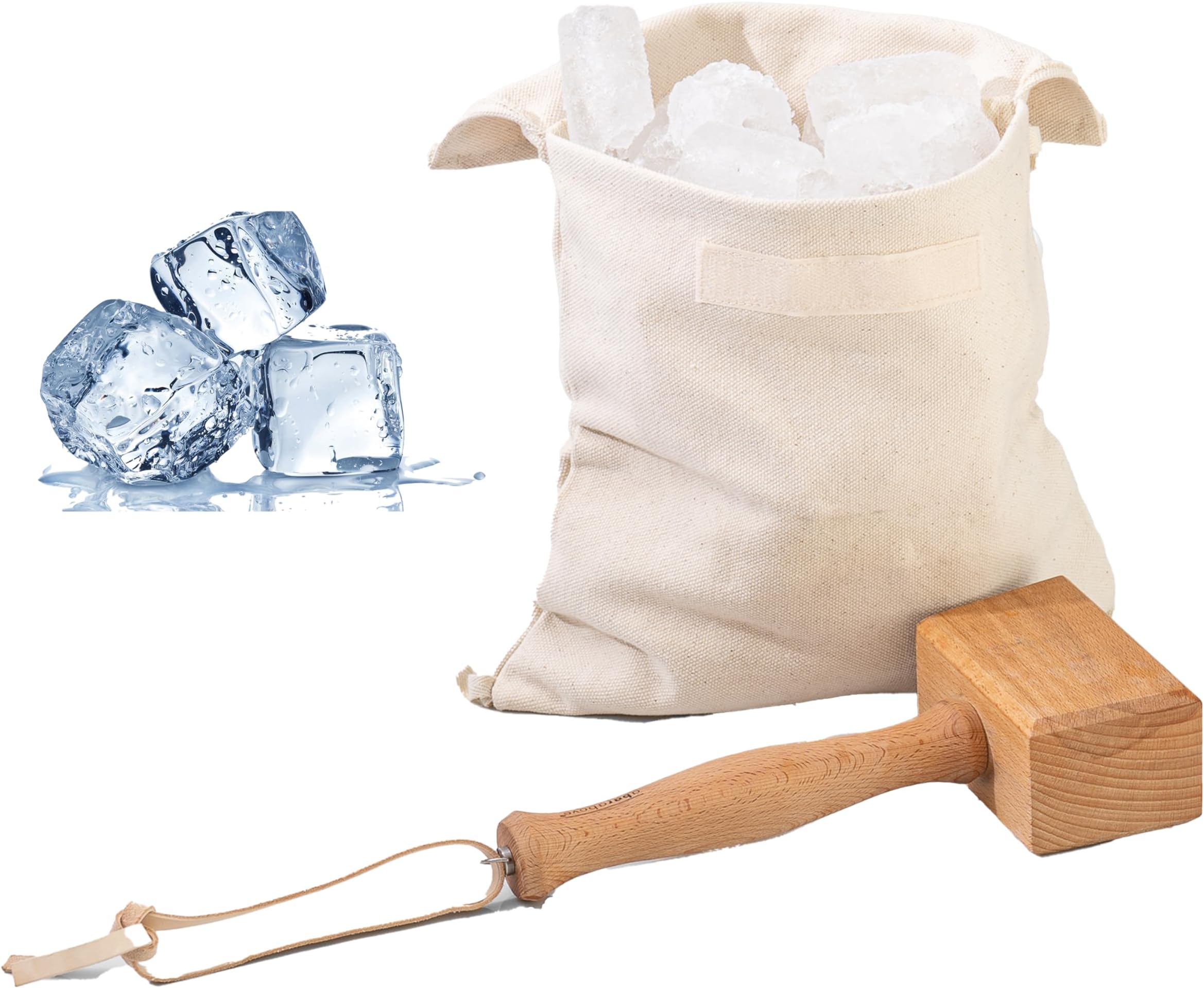 glacio Ice Mallet and Lewis Bag Wood Hammer and Canvas