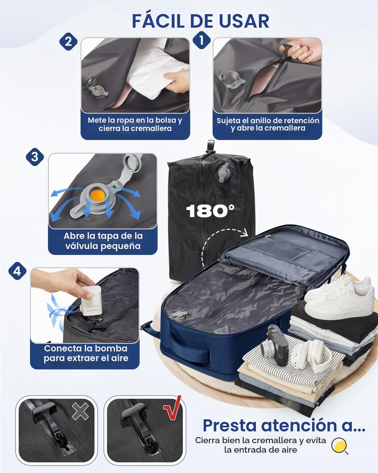 SZLX Mochila al Vacio con Bomba Mochilas Viaje Cabina Avion 40x30x20 Ryanair Vueling Wizzair Equipaje de Mano 40x20x25 Bolsas de Viaje Mujer Maletas 45x36x20 Easyjet Mochila Portátil con USB Hombre