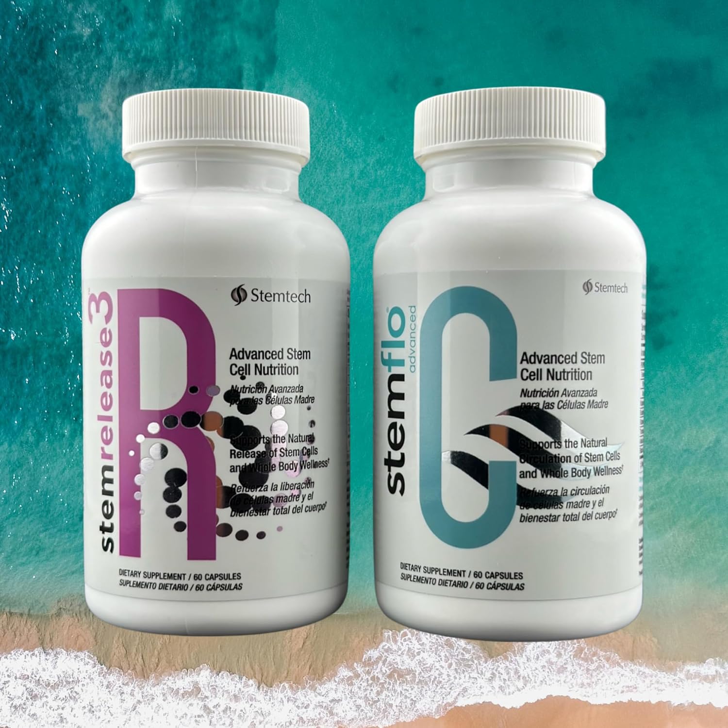 StemRelease3 & StemFlo Combo Pack | Supports Stem Cell Renewal, Circulation, Detox & Cardiovascular Health | with SE3, Fucoidan, Curcumin, AFA Extract & Enzymes | 30 Servings - Image 7