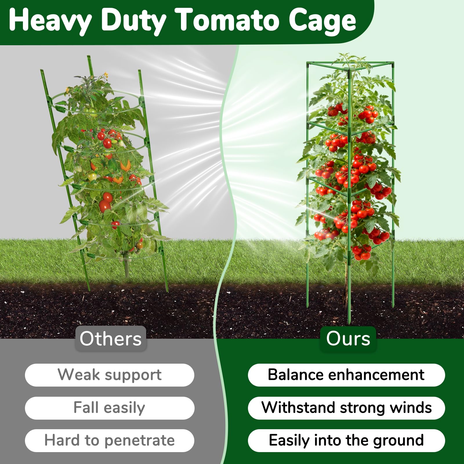 Amazon.com : ZeeDix 4 Pack Heavy Duty Tomato Cages for Garden, 57