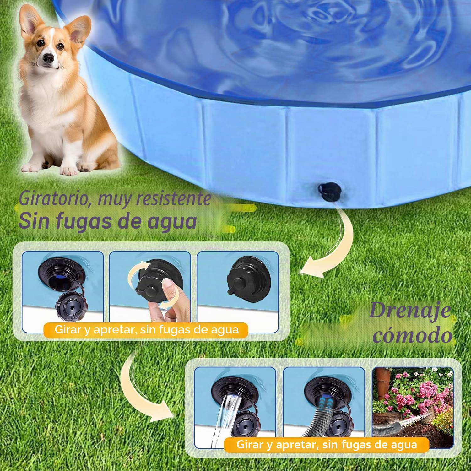 Piscina para perros, piscina plegable, resistente e impermeable para perros pequeños, medianos y grandes Bañera antideslizante con superficie resistente al desgaste para gatos y perros (XL-160*30cm)