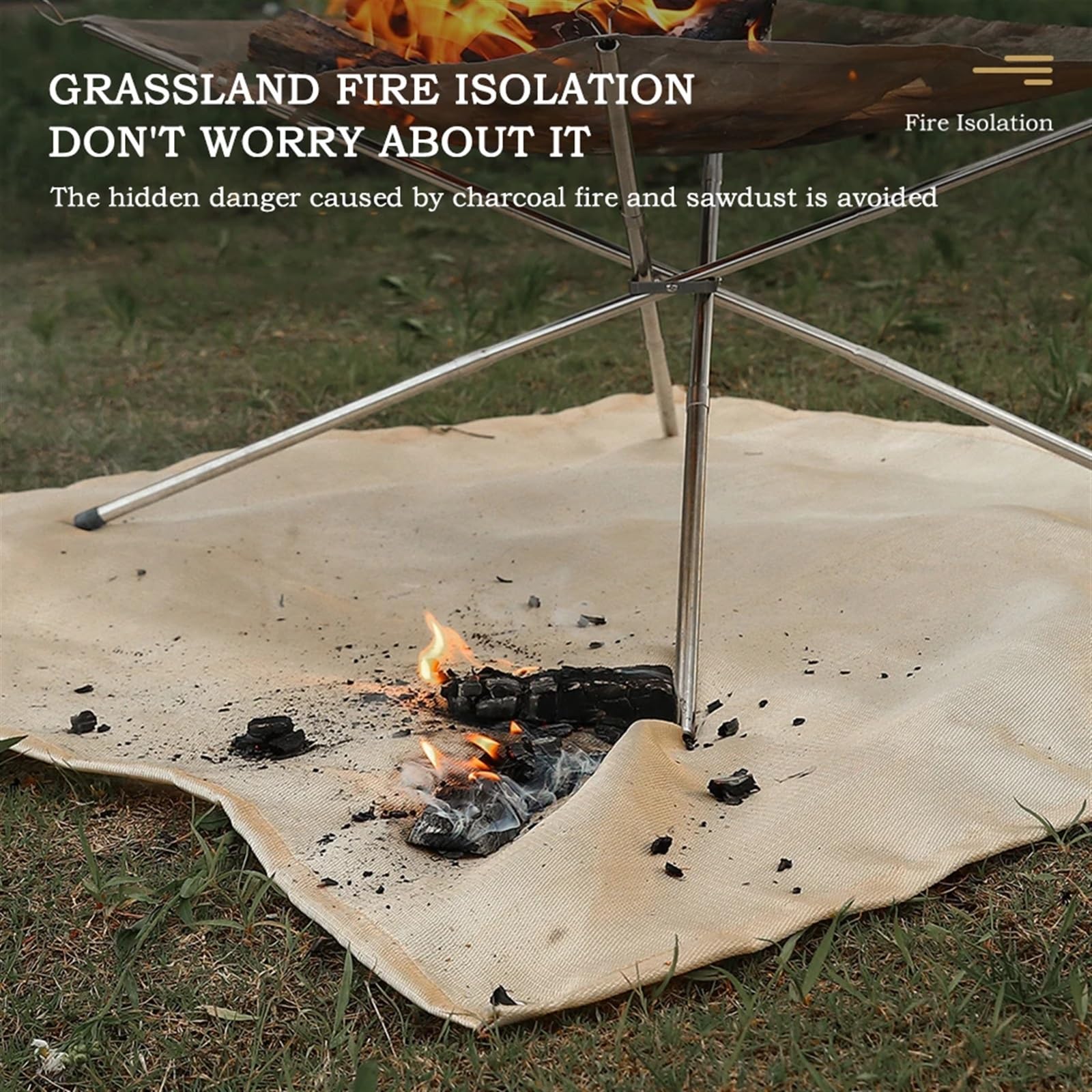 Coperta antincendio for Barbecue Panno ignifugo da Campeggio Tappetino for braciere Tappetino for Barbecue da Picnic Stufa for griglia Coperta Tappeto in Fibra di Vetro(100x100cm)