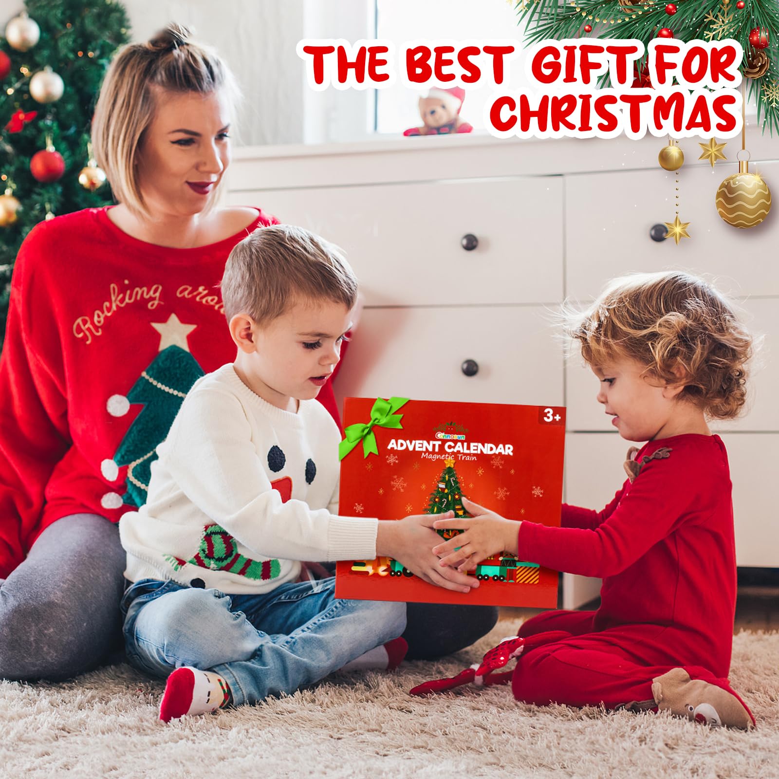 Calendario dell'Avvento 2025, Commodum Calendario dell'avvento con 24 Trenino Legno Bambini, Trenino Legno Giocattolo per Bambini, Regalo Giocattoli Bambina, Regali di Natale Originali per Bambina